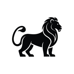 Obraz premium of a Regal Black Lion Silhouette Isolated on a White Background
