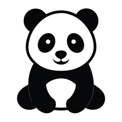 Fototapeta premium Stylized Black and White Panda Illustration Cute Sitting Animal on White Background