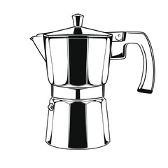black and white moka pot vector coffee maker