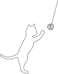 Cute Cat Play Yarn Outline Shape Illustration