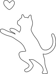 Cute Cat Play Yarn Outline Shape Illustration