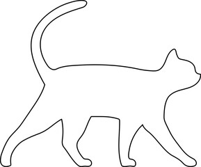 Cute Cat Walking Outline Shape Illustration