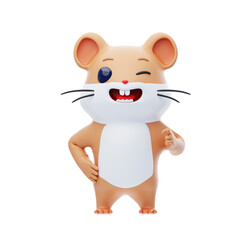 Hamster Winking 3D Illustration.