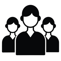 Team of Three Individuals Black Silhouettes Representing Staff Members or Social Group