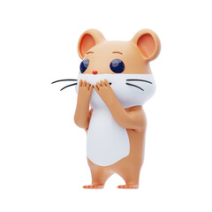 Hamster Is Amazed 3D Illustration.