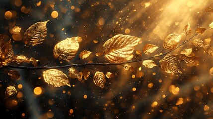 Enchanting Golden Leaves Illuminating a Mystical Autumnal Ambiance