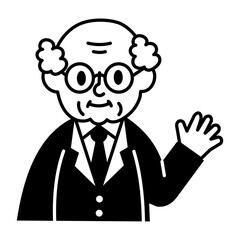 A hand drawn style icon of old businessman
