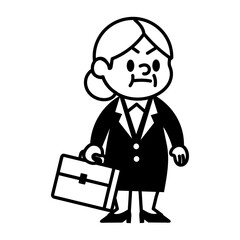 A sketchy style icon of old lady
