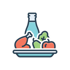 Color illustration icon for diet