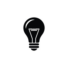 Obraz premium Silhouette Icon Depicting a Classic Lightbulb with Filament and Base on White Background
