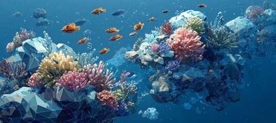 Fototapeta premium Beautiful underwater sea reef coral. Generative AI technology.
