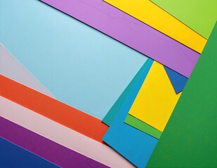 Obraz premium A vibrant assortment of colorful paper sheets in various sizes, accompanied by a pair of sharp scissors and a roll of clear tape, ready for crafting.
