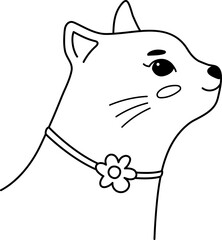 Cute Cat Lazy Naugthy Face Handdrawn Outline Coloring