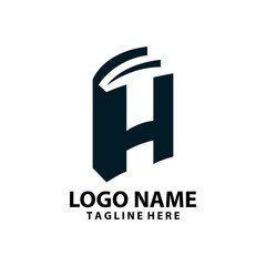 letter H book logo design vector
