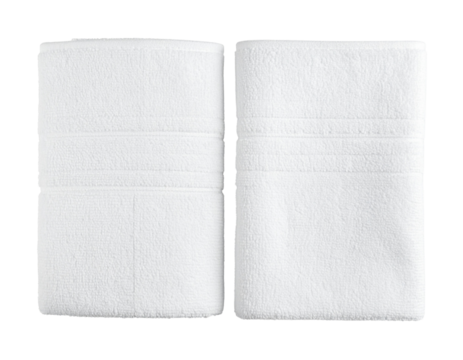White cotton towel mockup template fabric wiper isolated on transparent or white background