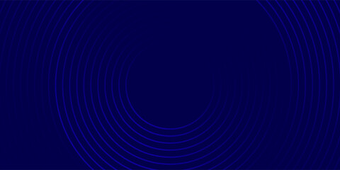 Abstract blue glowing geometric lines on dark blue background. Modern shiny blue circle lines pattern. Futuristic technology concept. Suit for cover, poster, banner, header, website.