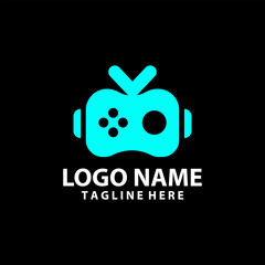 robot gaming logo design vector