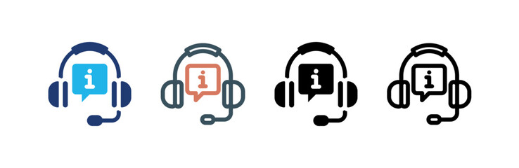 Headphones icon set multiple style collection