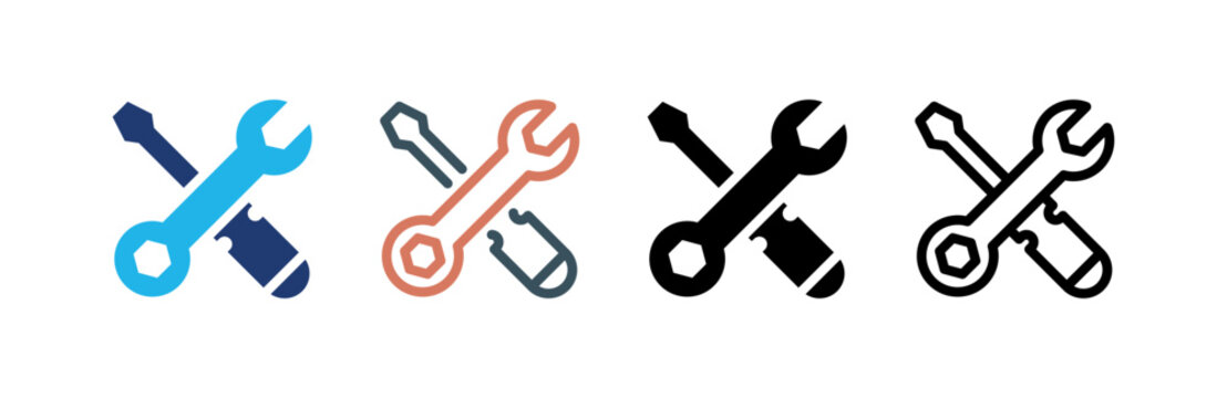 Tools icon set multiple style collection