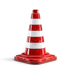 Red and White Traffic Cone Safety Construction Roadwork Warning Hazard