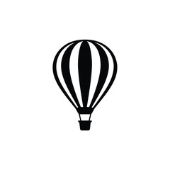 Naklejka premium Simple Black and White Striped Hot Air Balloon Illustration