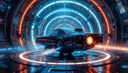 Obraz premium Tech Voyage Futuristic Looping Background with Dynamic Digital Elements and Modern Design