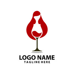 wine women logo design vector