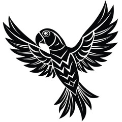 Fototapeta premium Folded wings parrot with tribal pattern design