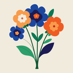 Miniature bouquet design cobalt and cantaloupe colors