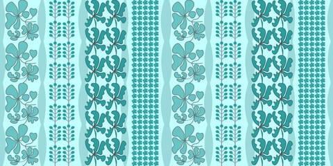 Vintage seamless vector floral pattern for fabric and paper, blue tones.