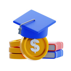 Education Loan 3D Icon. Education cost and funding 3d icon