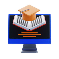 E Learning 3D Icon. Online education and learning 3d icon