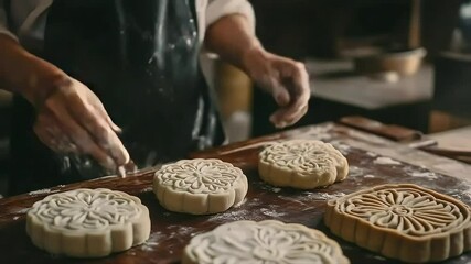 Pastry making process hands shaping dough