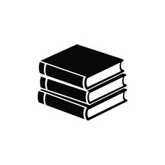 Stack of Three Black and White Books, Knowledge and Learning Symbolism Icon