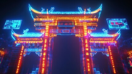 Fototapeta premium Futuristic Chinese Gate