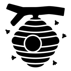 Icon of a wasp or bee nest hanging from a tree branch