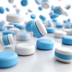 Abstract Pharmacy Blue and White Pills Medical Background Pharmaceutical Texture