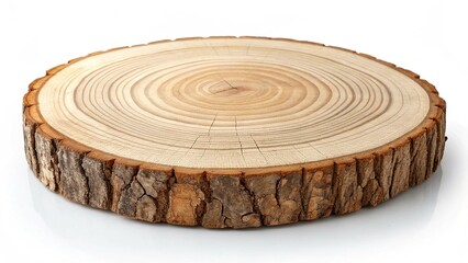 A wood slice illustration. The image shows a round wooden slice with bark, as if ready to be used as a display prop for food photography.