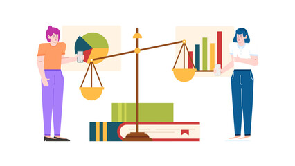 Two people holding phones and presenting data on charts. Great for illustrating teamwork, technology, data analysis, business presentations, collaboration.