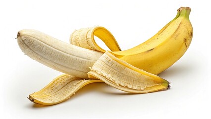 A partially peeled banana
