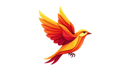 Stylized Bird Illustration with Vibrant Colors and Dynamic Wing Position