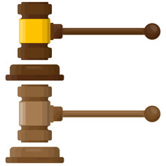 Hammer judge wooden wooden digital illustration graphic vector, concept justice