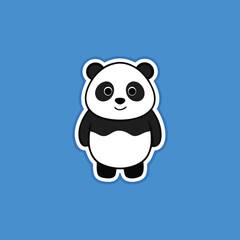 Fototapeta premium Cartoon panda sticker design on blue background