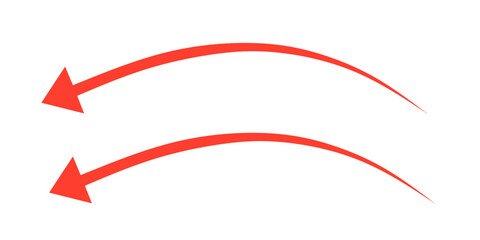 Long red arrow. Red arrow pointing right. Red large arrow. Bold thine long arrow. Vector illustration on white background