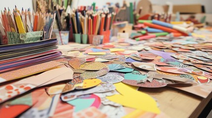 Colorful Paper Art Collage: A Vibrant Display of Creativity