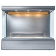 Modern home decoration display case with glass sides and warm lighting creating sleek and elegant decoration for any home space