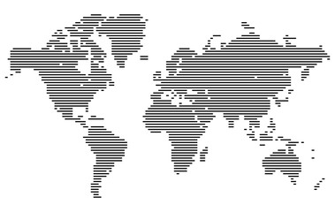 Fototapeta premium Elegant horizontal line shape world map vector highlighting North America, Europe, and Asia. Great for business and cartographic uses. Horizontal line shape world map feathering country boundary