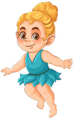 Charming Fairy Child in Blue Dress Illustration