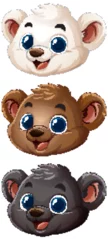 Gordijnen Adorable Cartoon Bear Faces Trio © GraphicsRF