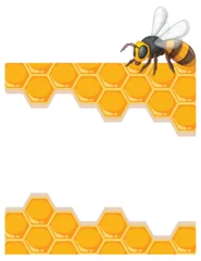 Gordijnen Bee on Honeycomb Vector Illustration © GraphicsRF